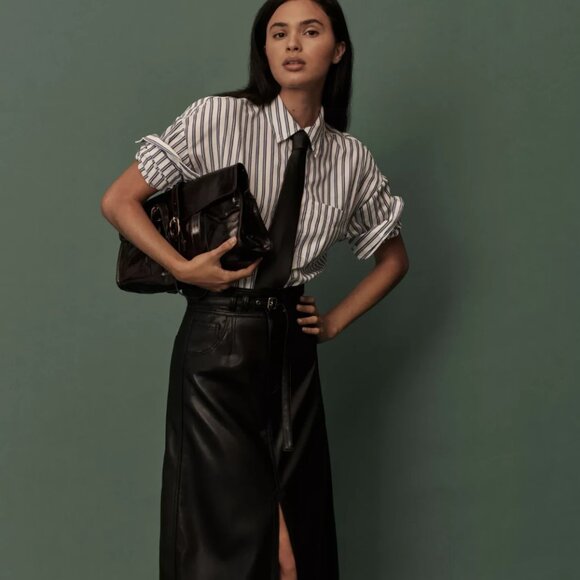 Anthropologie Maeve The Bennet Buttondown Shirt Top Indigo Stripe XS XXS NWT - Picture 3 of 8